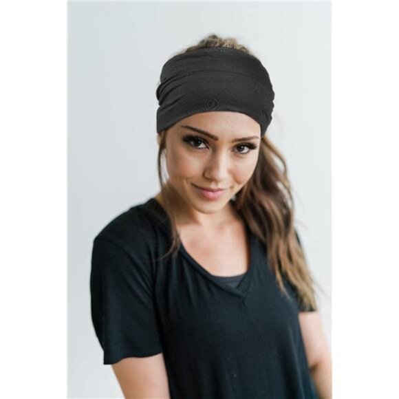 2 Pack Boho Headbands – Knotted Cotton Turbans (White, Black) - Picture 2 of 7